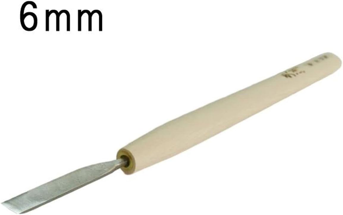 Michihamono Tendo Japanese Wood Carving Tool Large 6mm Straight Edge Flat Chisel, with High Speed Steel Blade, for Woodworking