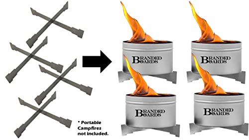 Branded Boards Portable Campfire Trivet & Stove | Use Under Can To Protect Table | Use On Top Of Can As Stove Cook Top | Food Grade Stainless Steel | Compact & Lightweight (4-Pack) #TOP1