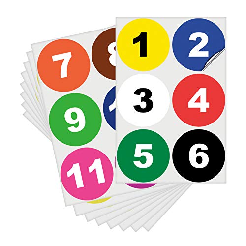 iSYFIX Multicolor Consecutive Number Stickers, 1 to 50, 4 Inch, 1 Set