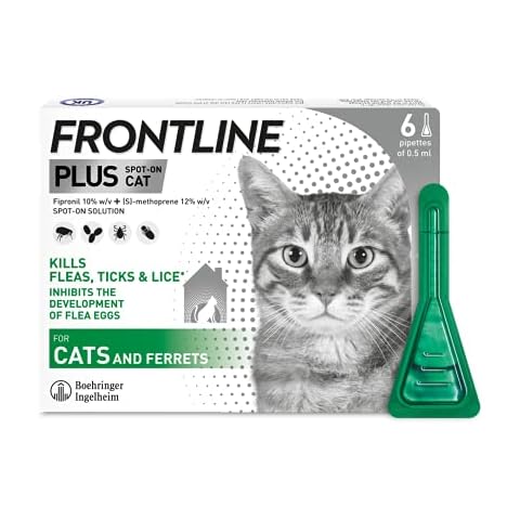 FRONTLINE Plus Flea & Tick Treatment for Cats and Ferrets - 6 Pipettes, 6 Count (Pack of 1) Cover