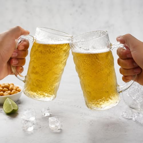 Image of WRINGO Premium Beer Glasses 450 ML Beer Mug, Traditional Beer Mug Glasses Set, Perfect for Everyday Drinking,Cocktail Bars Home (Set of 2)