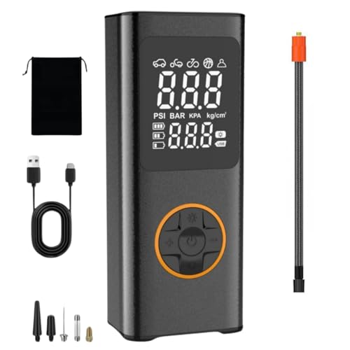 Bomba Ar Portátil Calibrador Encher Pneu Carro Bike Moto USB/C Mini Compressor