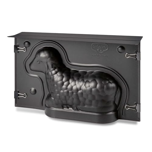 Dr. Oetker Molde para hornear cordero de Pascua para Pascua - 700 ml - Molde para pasteles 3D negro con revestimiento antiadherente y motivo de cordero - Bonita decoración