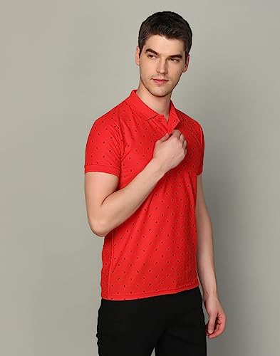 Image of INKKR Men's Printed Polo Neck Half Sleeve Multicolor T-Shirt
