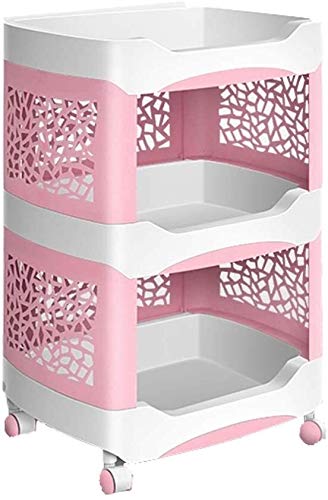 Cesta de baño rosa de 3 capas para organizar cosméticos y toallas