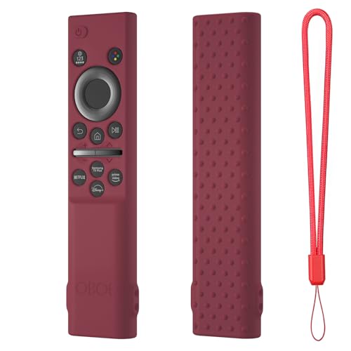 Image of Oboe Silicone Tv Remote Cover Compatible with Samsung Smart Tv Remote BN59-01311 Samsung QLED TV Remote Open Key Protective Case with Loop (I-Wine Red) [Remote NOT Included]