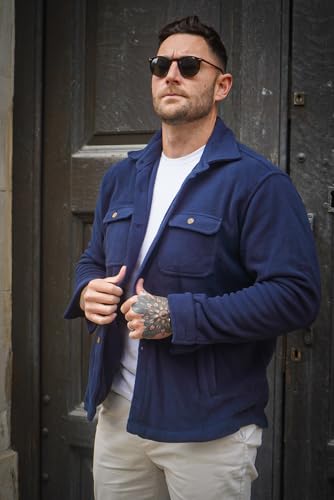 COOFANDY Men's Polar Fleece Shacket Long Sleeve Casual Button Down Shirt Jacket with Pockets4