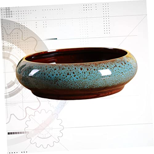 Happyyami 1pc Hydroponic Planter Ceramic Planters Lotus Pot Glazed Bonsai Pot Water Lily Flower Bowl Desktop Cactus Succulent Bowl for Outdoor Indoor Plants 7.3 Inch - Image 3