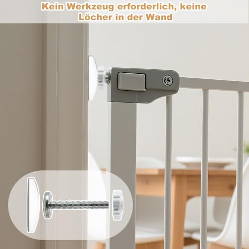 4 Stück Druckschrauben und 4 Sicherheits Wandschutz Pads, Treppenschutzgitter Verlängerung 8-teiliges Set, Gewindestangen für Babygitter ohne Bohren für Haustier Kindergitter Treppengitter