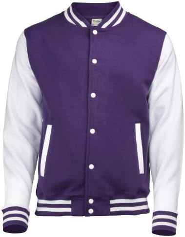 AWDis Hoods Varsity Letterman jacket Purple / White M
