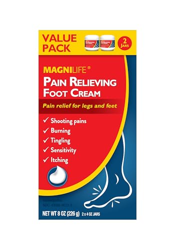 Image of MagniLife Pain Relieving Foot Cream, 2 x 4 oz Jars, Soothing Relief for Soreness, Pain, Burning, Tingling, Itching or Sensitivity in Feet & Legs, Moisturizing & Hydrating Foot Cream, No Petroleum