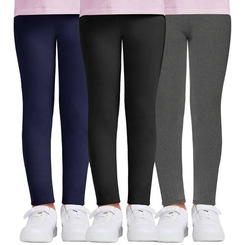 DDOBB Leggings Mädchen, High Waist Leggins Kinder Sportleggins Lange 3er-Pack, Weich Elastisch Basic Sporthose Blickdichte Hose für Tanz Yoga Alltag(Schwarz+Navy+Hellgrau, M=(6-8 Jahre)) DDOBB Leggings Mädchen, High Waist Leggins Kinder Sportleggins Lange 3er-Pack, Weich Elastisch Basic Sporthose Blickdichte Hose für Tanz Yoga Alltag(Schwarz+Navy+Hellgrau, M=(6-8 Jahre))