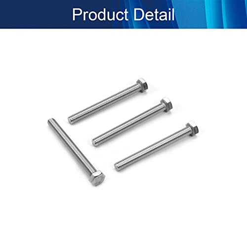 Image of M8 x 80mm Hex Bolts 304 Stainless Steel Hex Bolt 3.15 inch Length Fully Threaded Hex Tap Bolts Hex Head Screw Bolts 4Pcs Silver Tone