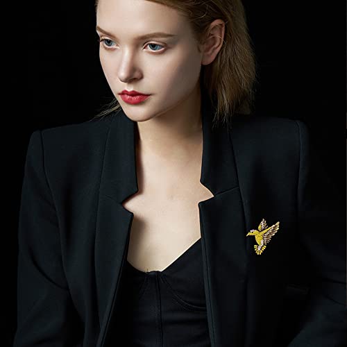 Image of Animal Hummingbird Brooch Pins for Women Fashion Bird Pins Elegant Rhinestone Crystal Animal Brooches Pin
