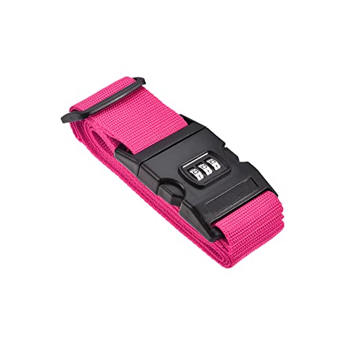 Image of M METERXITY 1 Pack Luggage Strap Suitcase Belt- Travel Combination Lock Adjustable PP Baggage Accessory with Buckle, Apply to Suitcase (79x2 Inch, Rose Red)