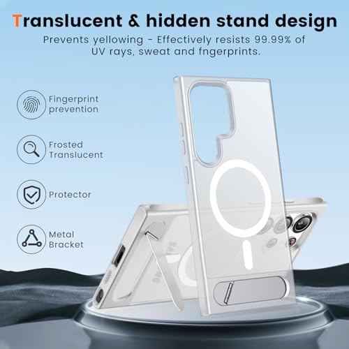 Coque Samsung S24 Ultra MagSafe blanche avec support en titane rigide