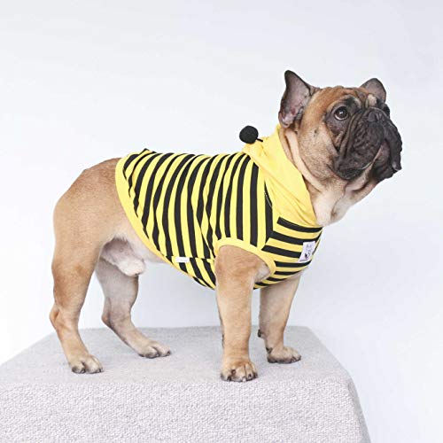 Ichoue Daily Wear Bee Hoodies, Cute Dog Christmas Costumes, Dog Outfits For Medium, Sleeveless Sweatershirts Dog Clothes For French English Bulldog Pug Pitbull Terrier - Black And Yellow/Large #TOP4