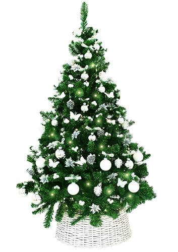 Kit décoration sapin argent et blanc 2-3m pour fêtes de Noël