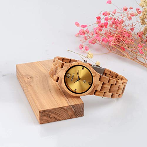 Reloj de madera cómodo e hipoalergénico con movimiento analógico japonés 3