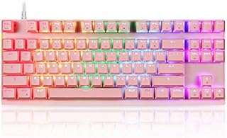 MOTOSPEED Professional Gaming Mechanical Keyboard RGB Led Backlit Wired with Anti-Dust Proof Switches for Gaming Keyboard for Mac & PC (Pink, 87 Key Red Switches)