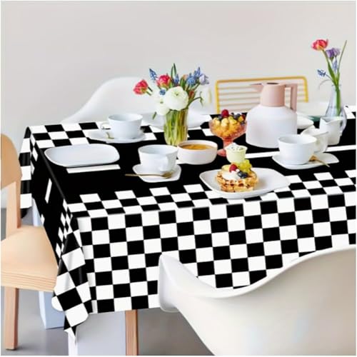 Nappe anniversaire voitures de course à carreaux noirs et blancs pour buffet de fête