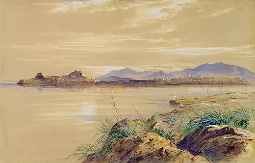 Corfú de Edward Lear pintura sobre lienzo clásica en cuadro artístico de 60x90cm para salón