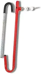 Trava de Segurança Antifurto para Carro, Carneiro de Aço para Pedal e Volante, com Fechadura Cruzada e Chave, Vermelho, 71cm Aberto/51cm Fechado
