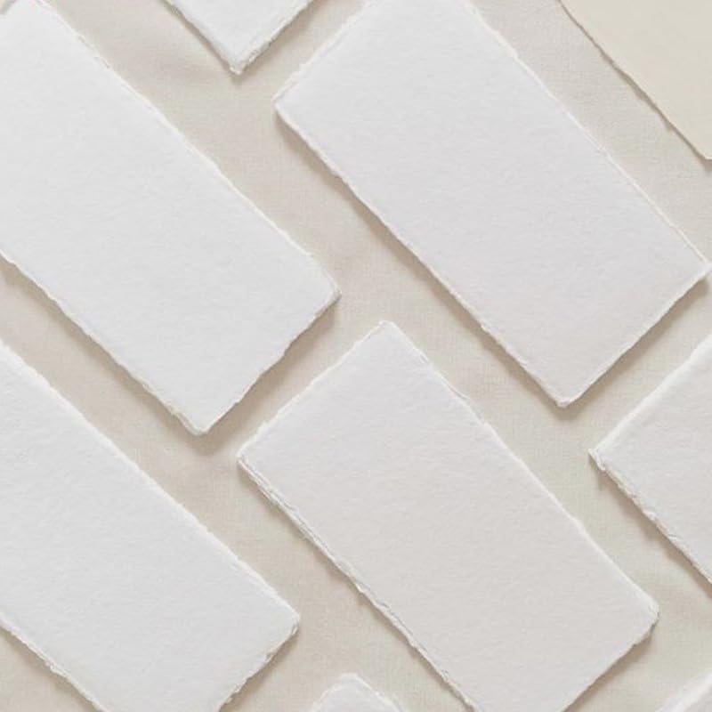 Deckle Papers® 4x9" Blank Wedding Invitation Cards, Menu Cards, Baby Shower Card, Handmade Cotton Paper, Khadi Paper, Deckle Edges Calligraphy Paper 150gsm Card Stock Size-4x9 Pack of-50-White
