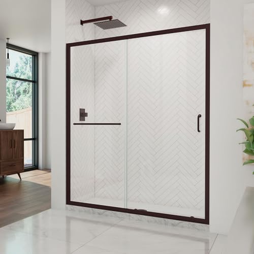 DreamLine Infinity-Z 56-60 in. W x 72 in. H Semi-Frameless Sliding Shower Door, Clear Glass in Oil...