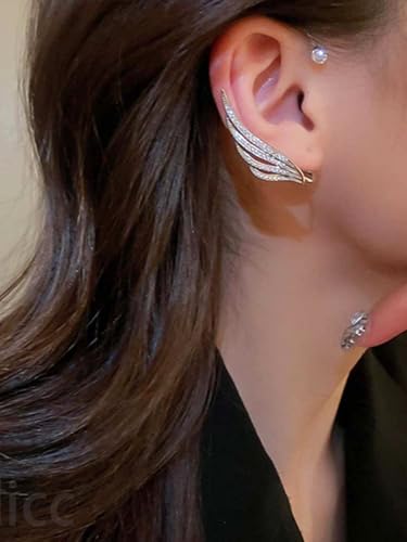 Sparkling Rhinestone Angel Wing Ear Cuffs Non-Piercing Earrings Glitter Iced Out Crystal Angel Wings Cartilage Climber Ear Wrap Prom Party Festival Ear Jewelry for Women3