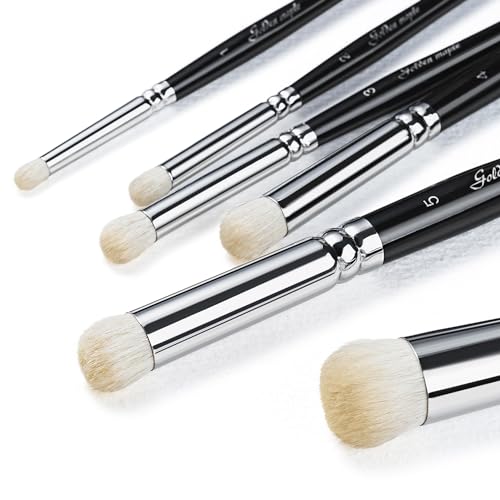 Golden Maple Dry Brush Set for Miniature Painting - 6PC Professional Detail Hobby Brushes for Models | Acrylic OilBlack