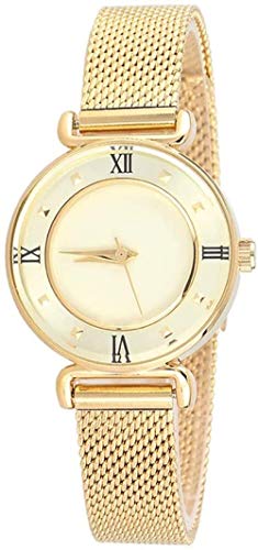 Damenuhr mit goldenem Edelstahlarmband und goldenem Gehäuse Gold Analoge Damen-Quarzarmbanduhr - 30 Meter Leben Wasserdichtes, leicht zu