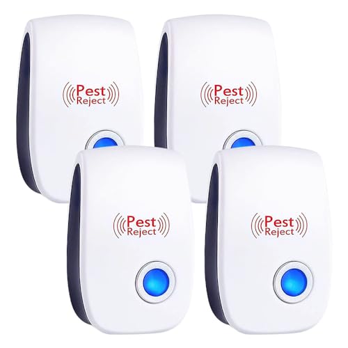 LUFEIS Repelente Ultrasónico de Plagas,4 Pack Electrónico Repelente Mosquitos Control de Plagas,Repelente Ultrasónico Mosquitos,para Anti Mosquitos, Cucarachas, Ratones, Moscas, Arañas, Roedores