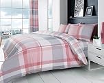 GC GAVENO CAVAILIA Checkered Duvet Cover Set Double, Soft and Warm Polycotton Printed Bedding Set with Matching Pillowcases, Blush Pink