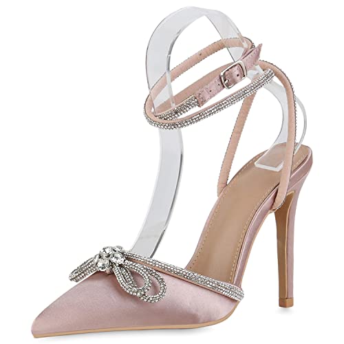 VAN HILL Damen High Heels Pumps Elegante Strass Schuhe Party Stiletto...