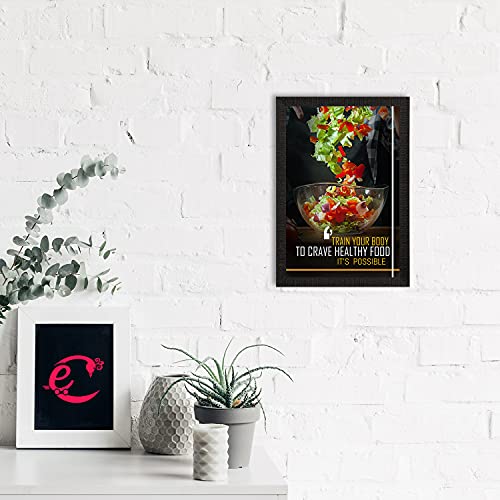 Image of eCraftIndia Train Your Body to Crave Healthy Food, Its Possible Motivational Quote Satin Matt Texture UV Art Painting