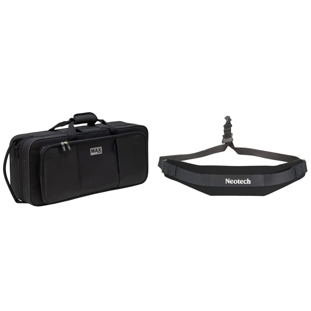 Protec MX304 Alto Saxophone MAX Case - Rectangular & Neotech Saxophone Strap Regular Swivel Hook, Black (1901162)