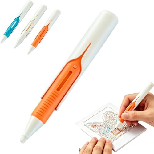 Beadblitz Diamond Art Pen Dispenser, Automatic Diamond Painting Bead Dispenser, Ergonomic Diamond Art Stylus Pen, Precision Rhinestone Pick up Tool, for Beginners & Experienced DIY Crafters (Orange)