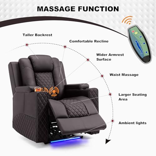 Sillón reclinable eléctrico marrón PU cuero miniatura 5