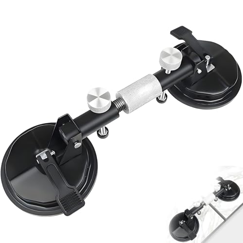 Laminate Floor Gap Repair Tool, Suction Cup Heavy Duty Aluminum Vacuum Glass Puller, Floor Gap Fixer Tool for Laminate, Granite, Marble, and Tile Installation (Black, Large)
