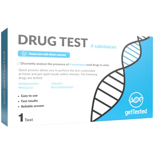 getTested Prueba de drogas getTested en casa, 4 sustancias (1 prueba) prueba para 4 medicamentos diferentes, puedes analizar fácil y discretamente la presencia de 4 medicamentos comúnmente utilizados