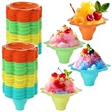 Oungy 200 PCS Flower Snow Cone Cups 8.7 OZ Colorful Snowcone Cups Plastic Shaved Ice Drip Cups Ice Cream Snacks Cup Ice Cream Bowls for Party Summer Holiday Birthday Cookout Commercial Food Service