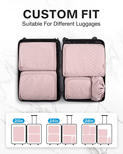 Hanging Packing Cubes For Travel, Bagsmart 6 Set Travel Organizer Cubes For Travel Accessories, Portable Suitcase Organizer Bags Set With Shoe Bag, Lightweight Stow And Go Travel Luggage Packing Organizer For Women #TOP4