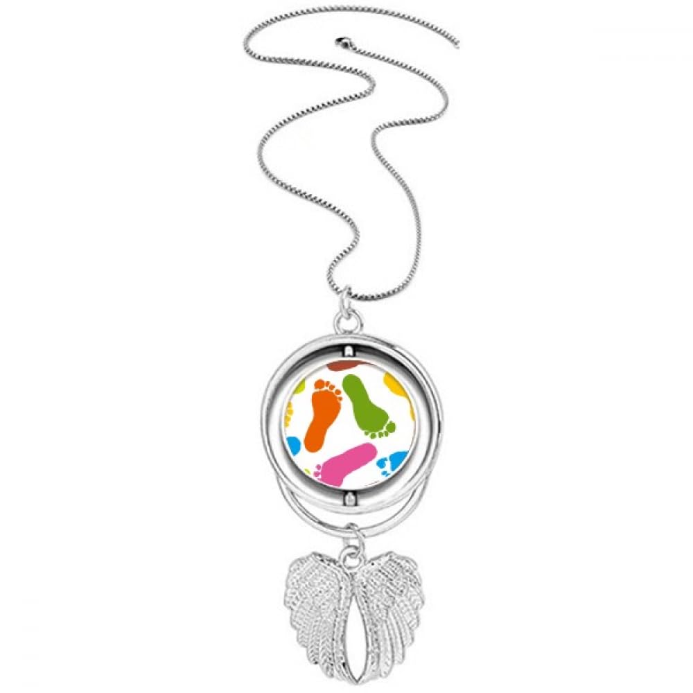 Collier ailes d'ange coloré style moderne empreintes de pas bijoux