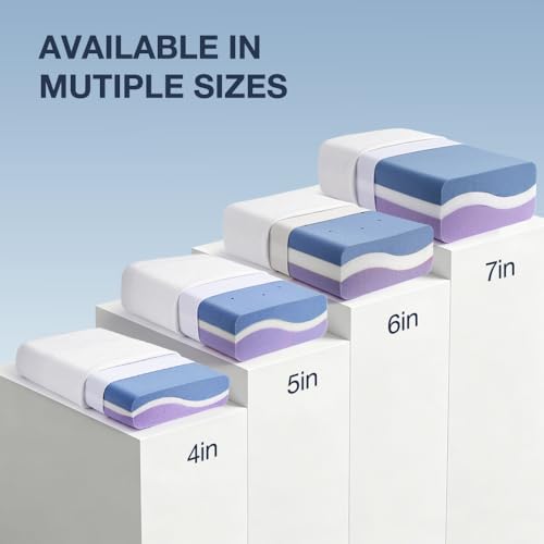 Image of Cube Pillow for Side Sleeper with Firm Layer, Cooling Memory Foam Pillows with Two Side Four Types of Softness for Neck and Shoulder Pain, 24 inchx12 inchx7 inch