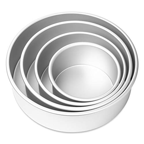 Last Confection 4-Piece Round Cake Pan Set - Includes 6", 8", 10" And 12" Aluminum Pans - 3" Deep #TOP2