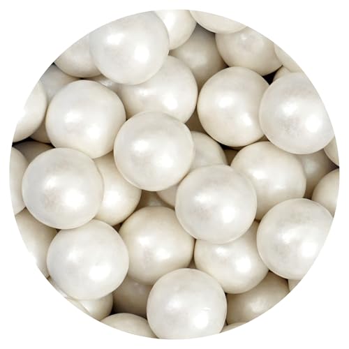 White Shimmer Gumballs 1 Inch Gumballs, 2 Pound Bulk Bag (Approx. 110 Pieces), White Candy, Gumballs 1 Inch White Shimmer, The Hampton Popcorn &Amp; Candy Company