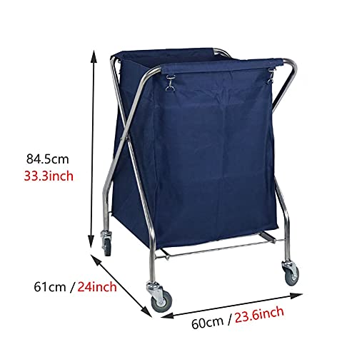 Cesto para ropa sucia plegable con ruedas azul que elimina el esfuerzo de cargar coladas pesadas 3