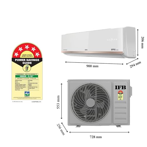 Image of IFB Model Gold Pro Series 1 Ton 5 Star Split AC with Hybrid Technology, Works upto 55C, 4-Way Swing, Higher Cooling Capacity, Self-Clean & AI - White (CI145GN21RGN1, Copper Condenser)