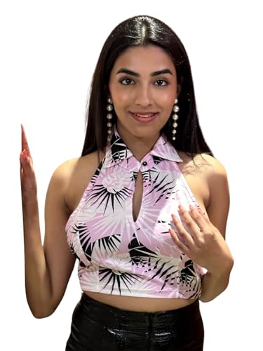 Image of Tandul Women's Printed Pink Cotton Blend Top Regular Fit Sleeveless Top for Womens Soft & Breathable & Comfortable Outfits for Office, Casual, Festive & Party (11888)